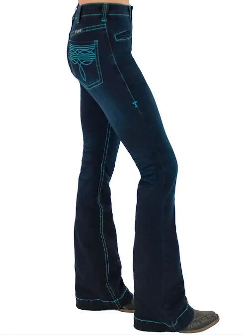 C01-JTQBTR-DWH Cowgirl Tuff Turquoise Boot stitch Short Leg