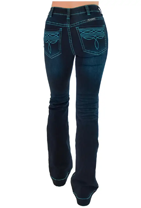 C01-JTQBTR-DWH Cowgirl Tuff Turquoise Boot stitch Short Leg