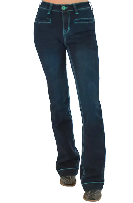 C01-JTQBTR-DWH Cowgirl Tuff Turquoise Boot stitch Short Leg