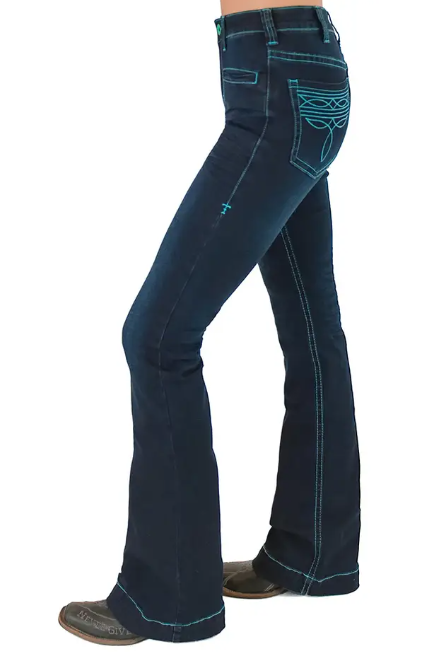 C01-JTQBTR-DWH Cowgirl Tuff Turquoise Boot stitch Short Leg