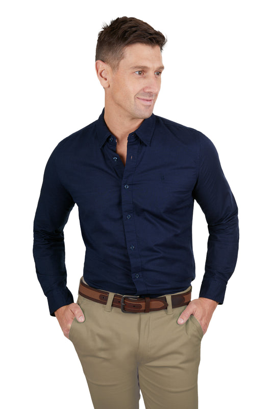 T4S1122045 Thomas Cook Men's Linen Tailored LS Shirt Navy