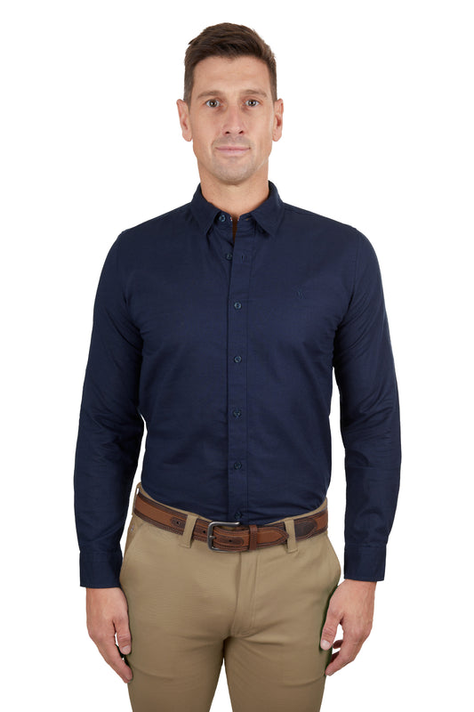 T4S1122045 Thomas Cook Men's Linen Tailored LS Shirt Navy