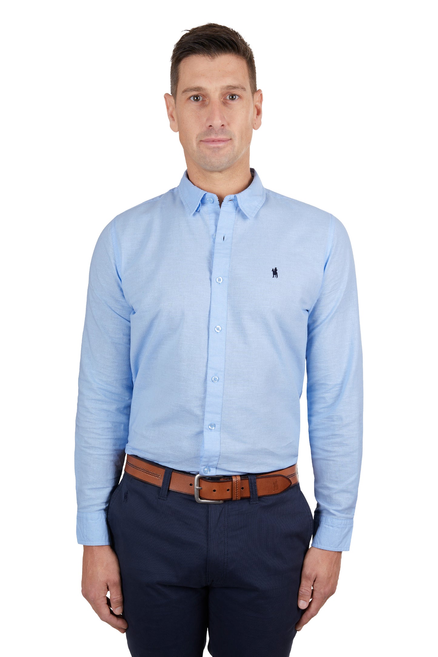 T4S1122045 Thomas Cook Men's Linen Tailored LS Shirt Light Blue