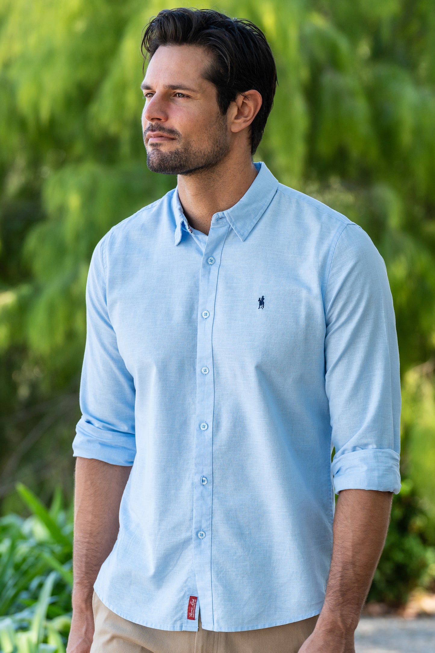 T4S1122045 Thomas Cook Men's Linen Tailored LS Shirt Light Blue