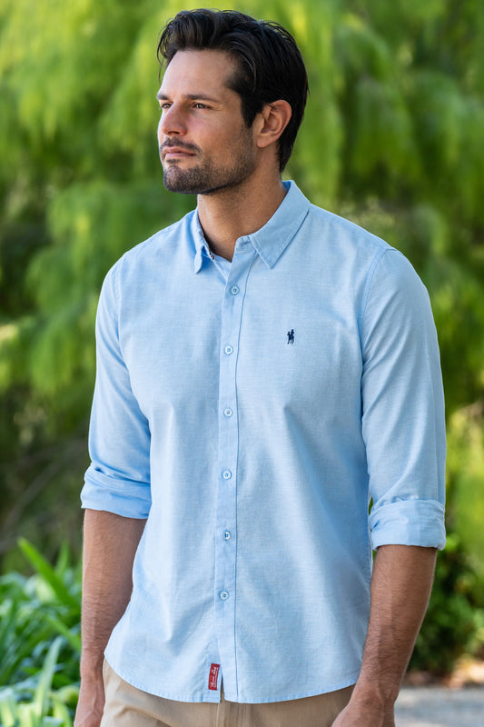 T4S1122045 Thomas Cook Men's Linen Tailored LS Shirt Light Blue