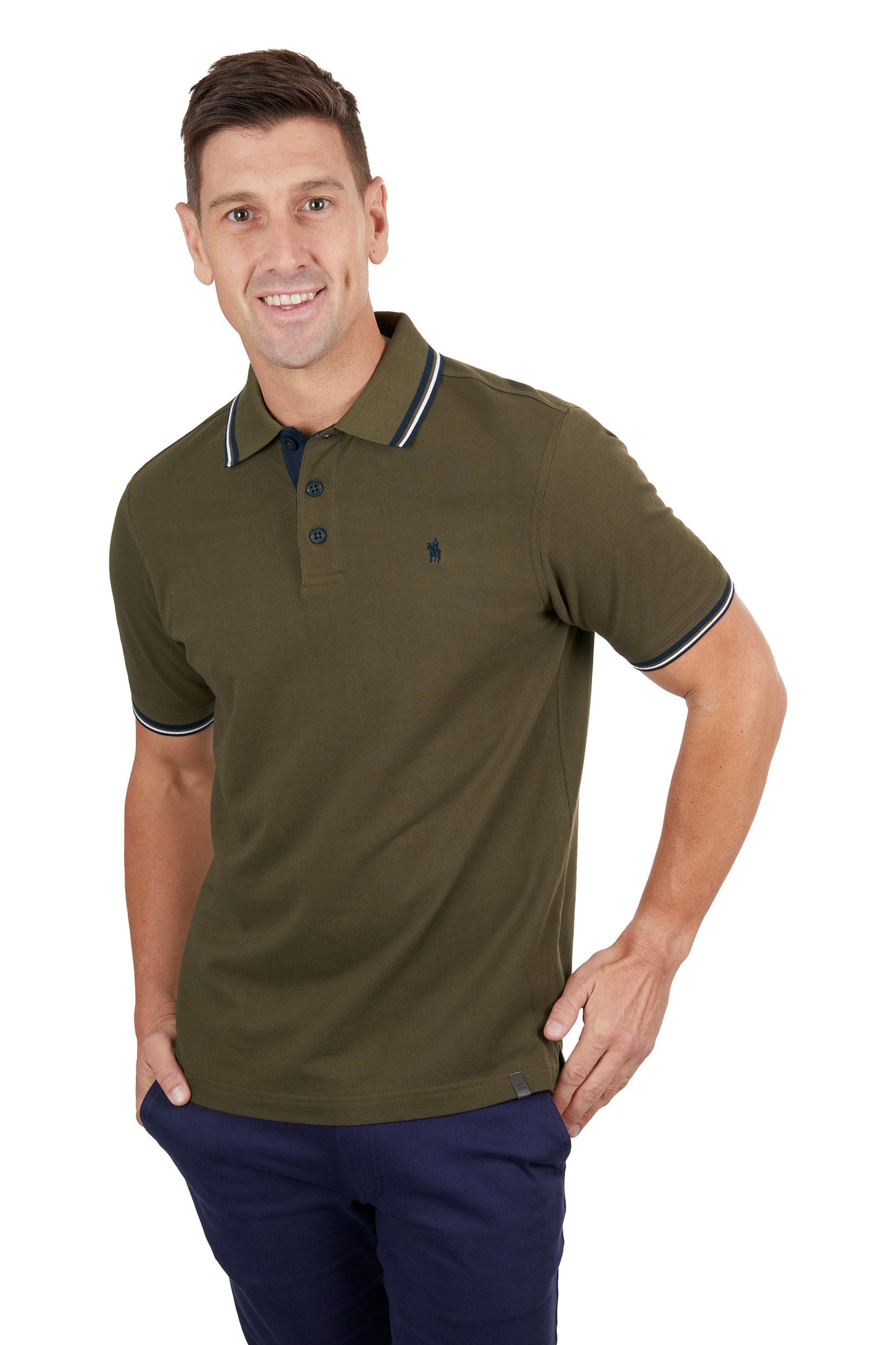 T4S1506012 Thomas Cook Men's Logan Tailored SS Polo Dark Tan