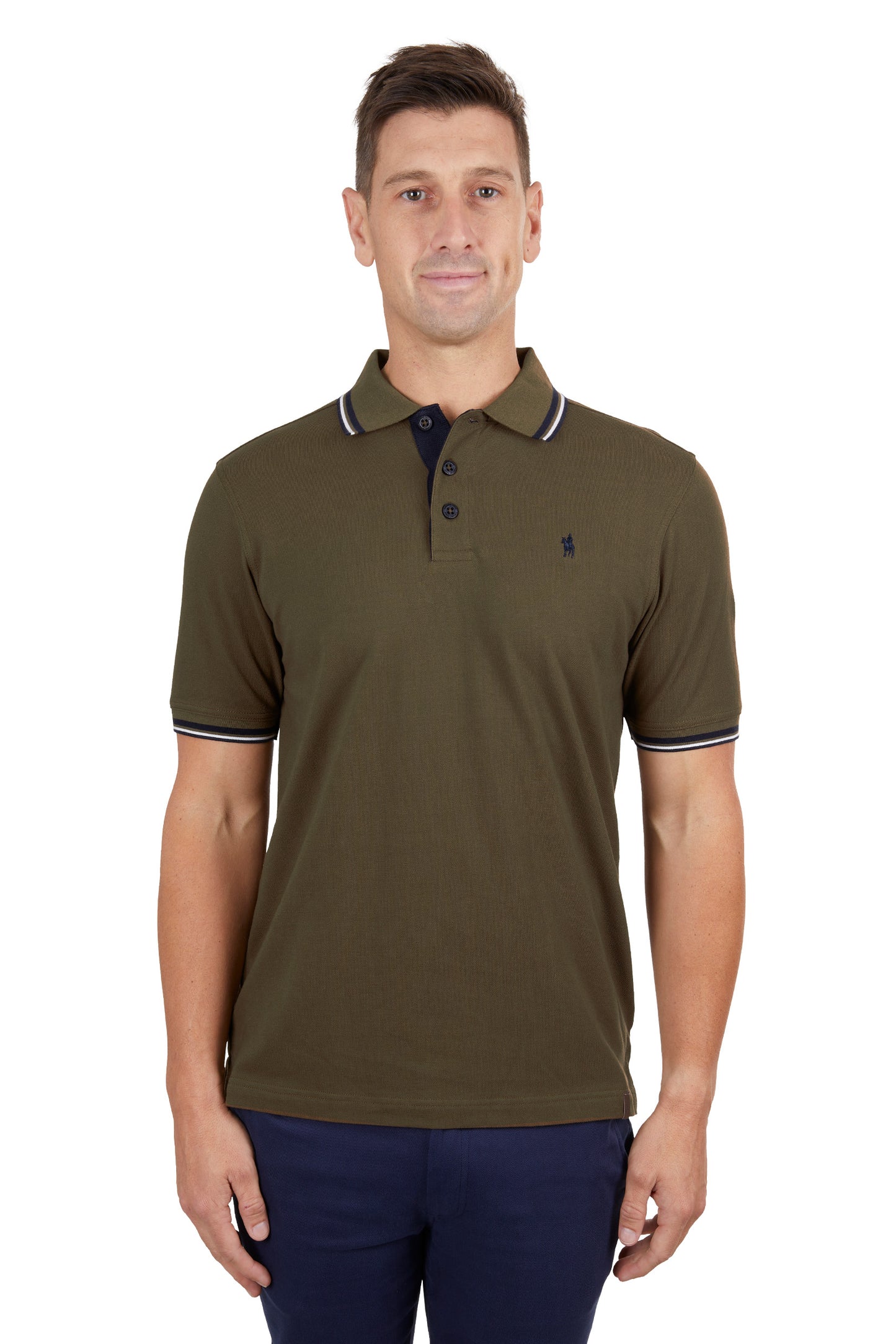 T4S1506012 Thomas Cook Men's Logan Tailored SS Polo Dark Tan