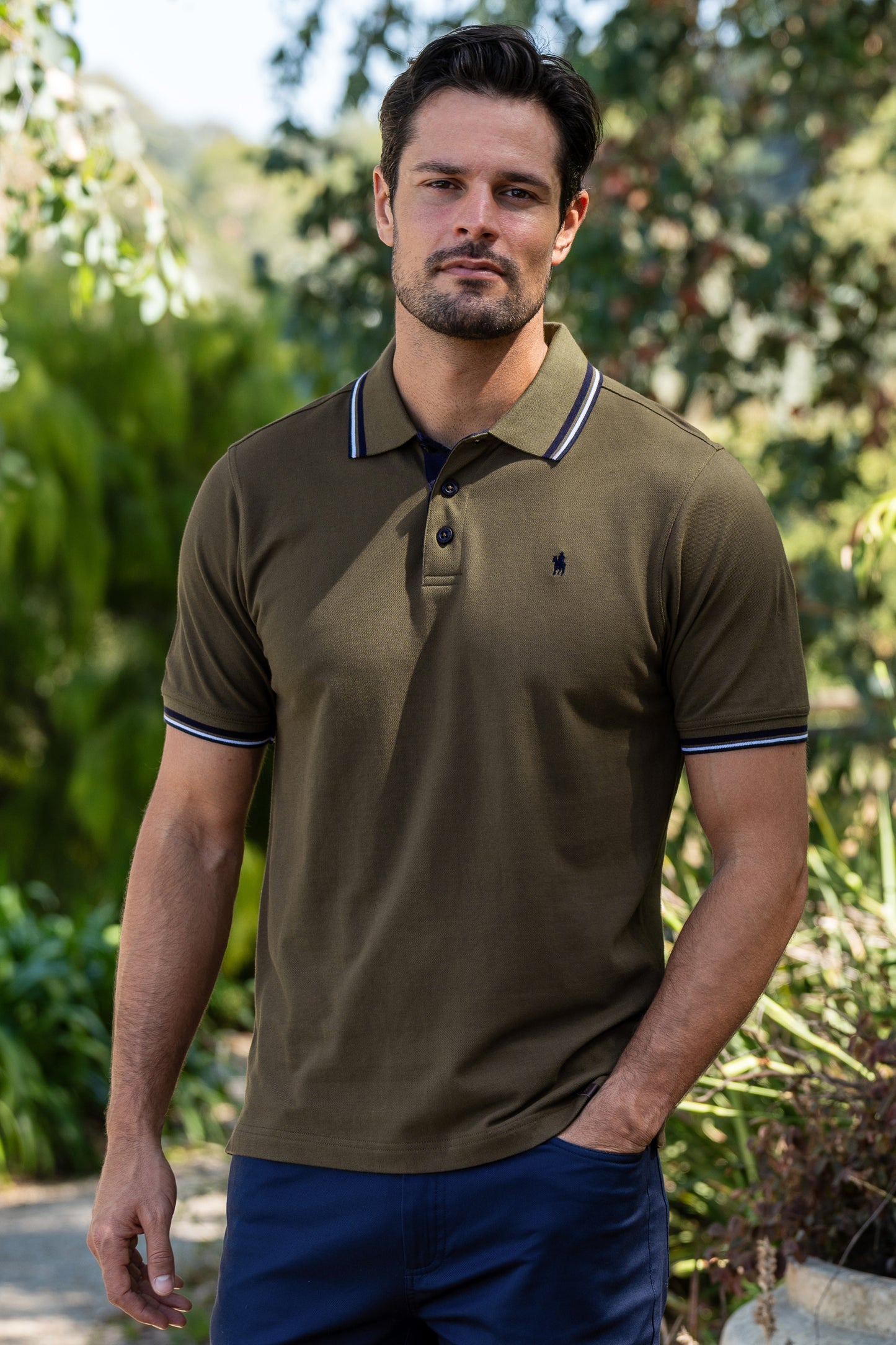 T4S1506012 Thomas Cook Men's Logan Tailored SS Polo Dark Tan