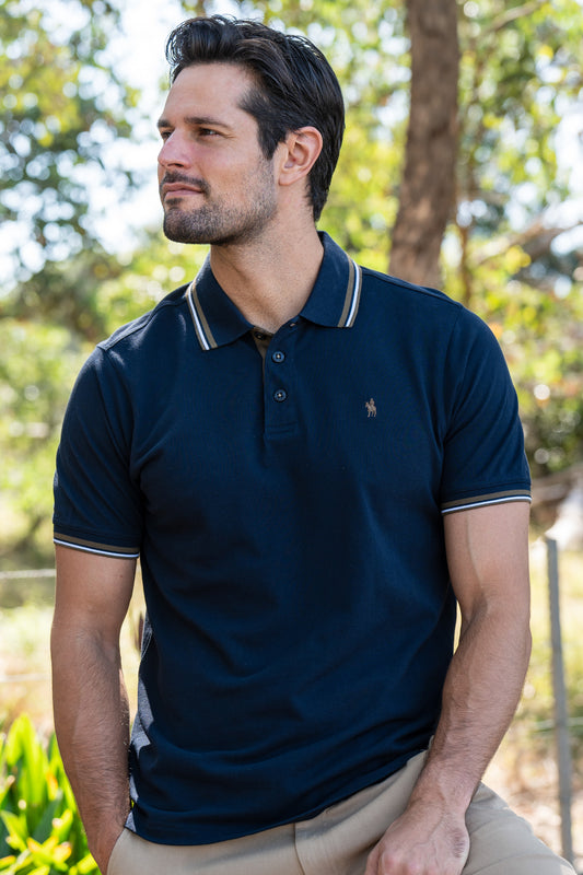 T4S1506012 Thomas Cook Men's Logan Tailored SS Polo Navy