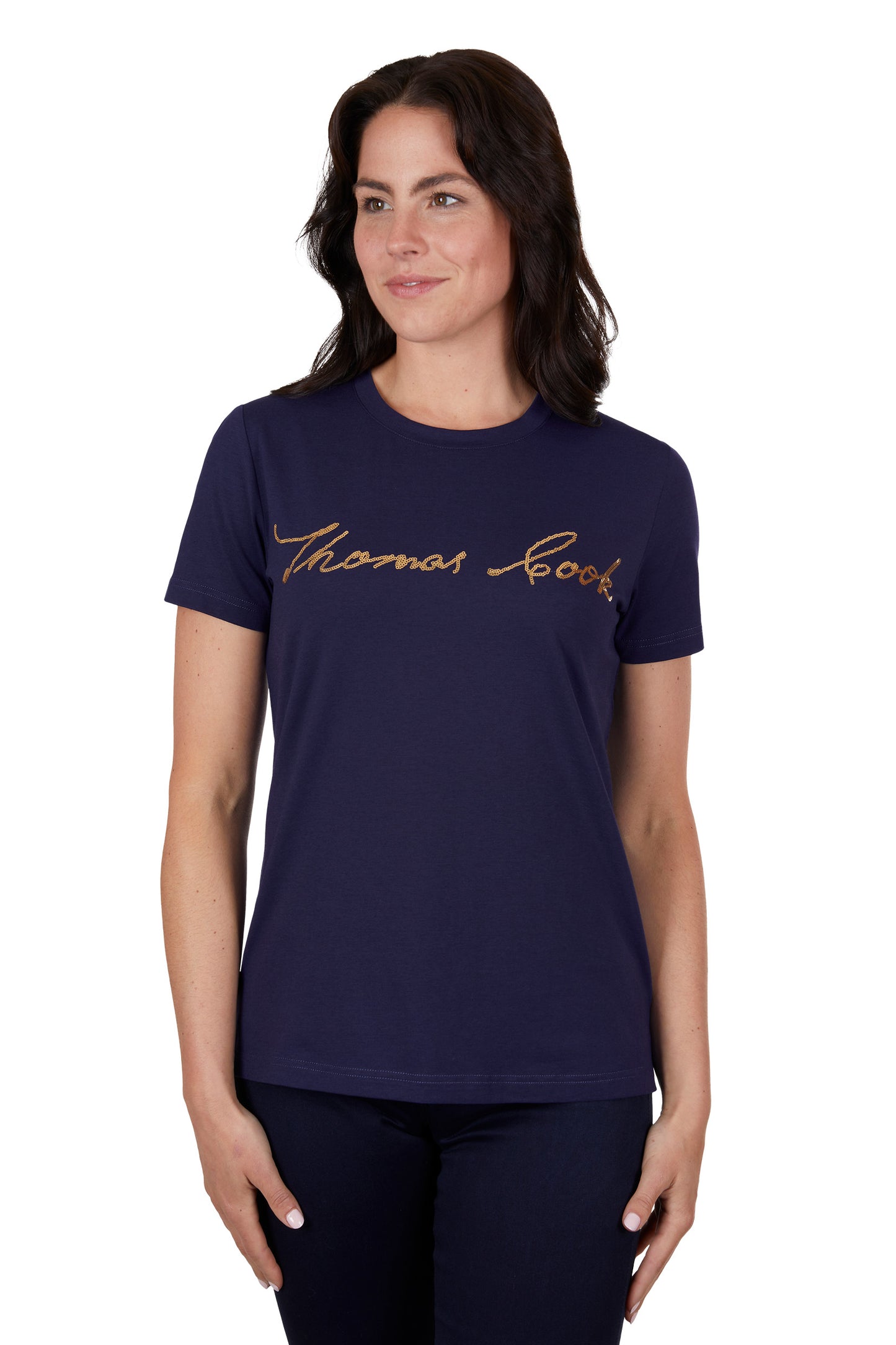 T4S2572065 Thomas Cook Women's Eva Script Tee Navy