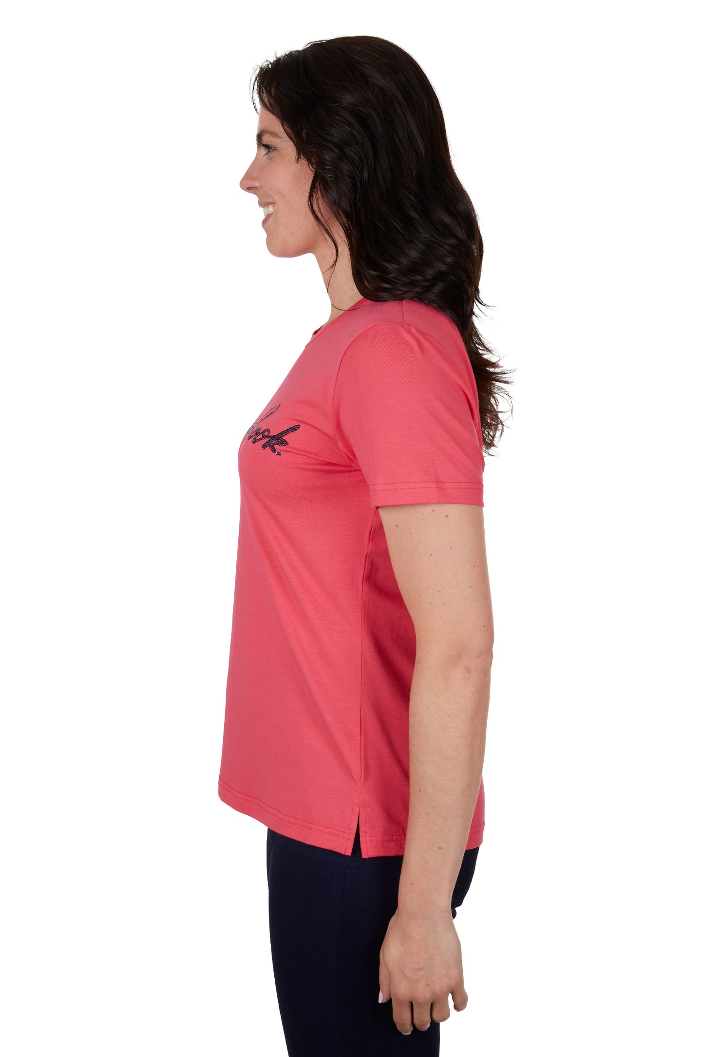 T4S2572065 Thomas Cook Women's Eva Script Tee Bright Rose