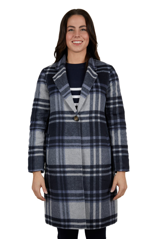 T4W2727108 Thomas Cook Women's Leicester Navy Check Coat