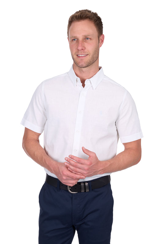 T5S1121045 Thomas Cook Men's Linen SS Shirt White