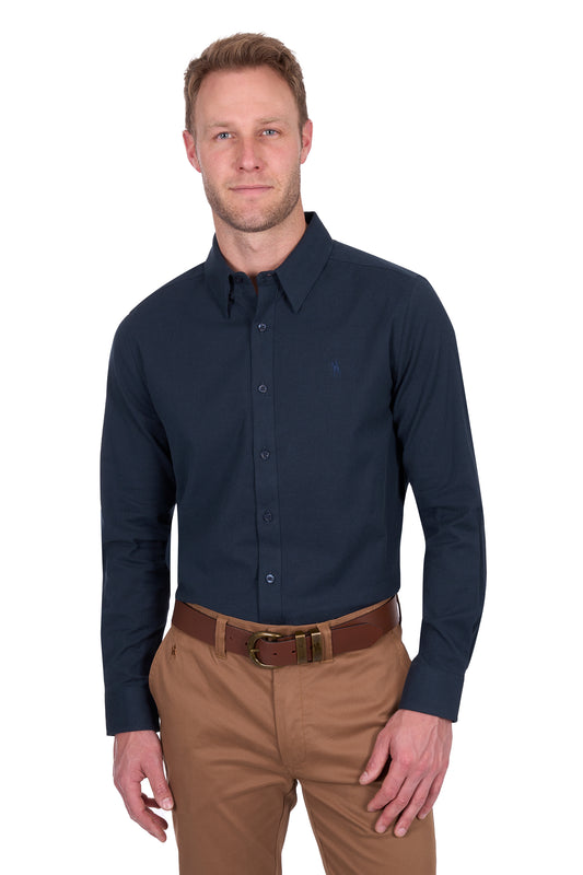 T5S1122026 Thomas Cook Men's Roger Linen LS Shirt Navy