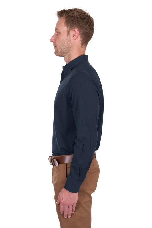 T5S1122026 Thomas Cook Men's Roger Linen LS Shirt Navy