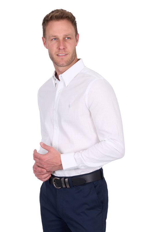 T5S1122045 Thomas Cook Men's Linen LS Shirt White