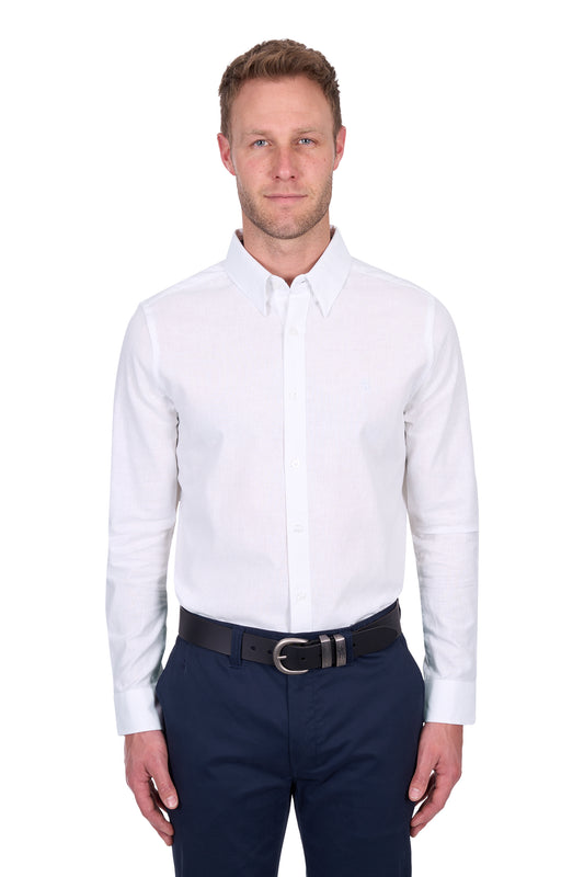 T5S1122045 Thomas Cook Men's Linen LS Shirt White