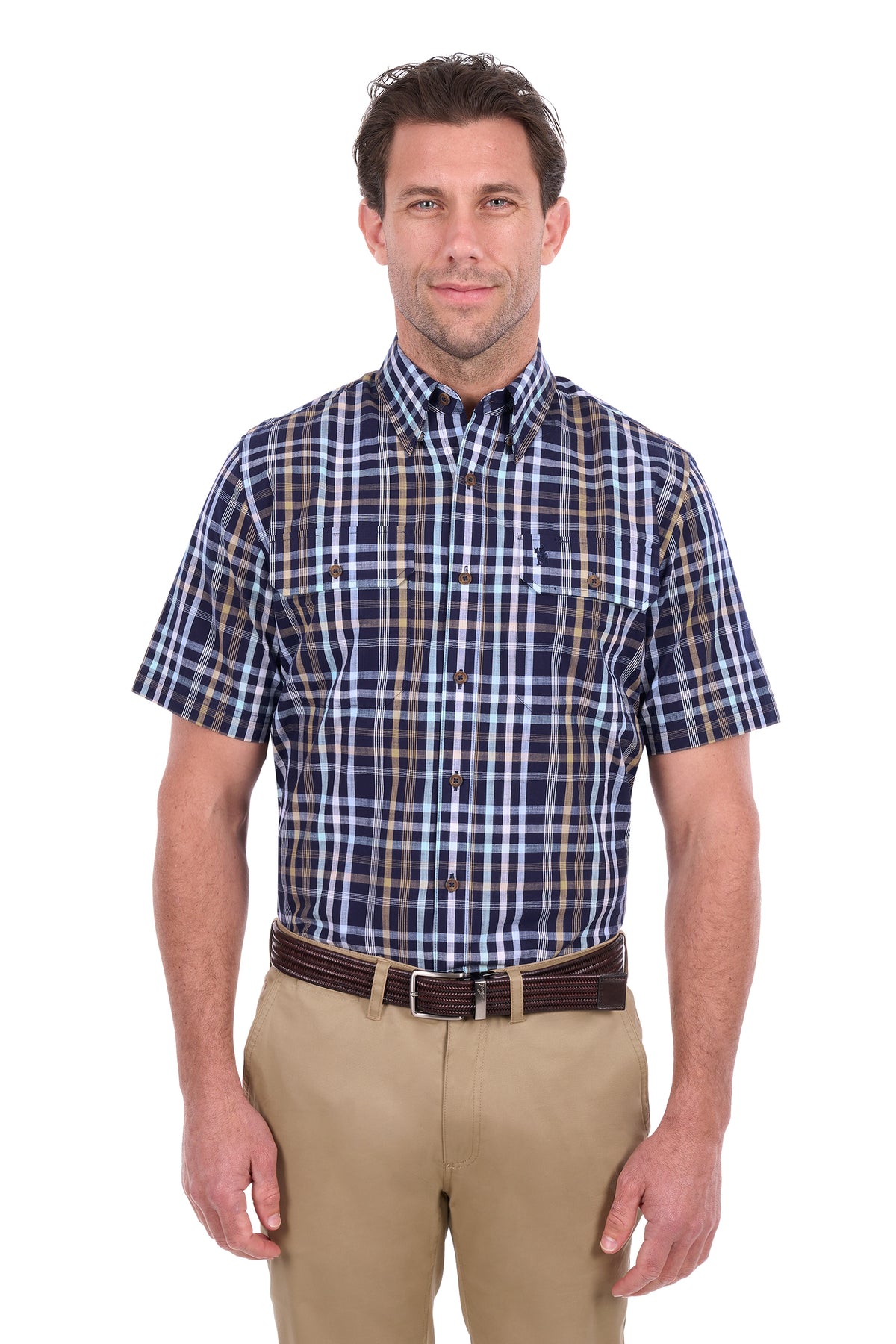 T6S1110039 Thomas Cook Men's Finley 2PKT SS Shirt Navy/Light Blue