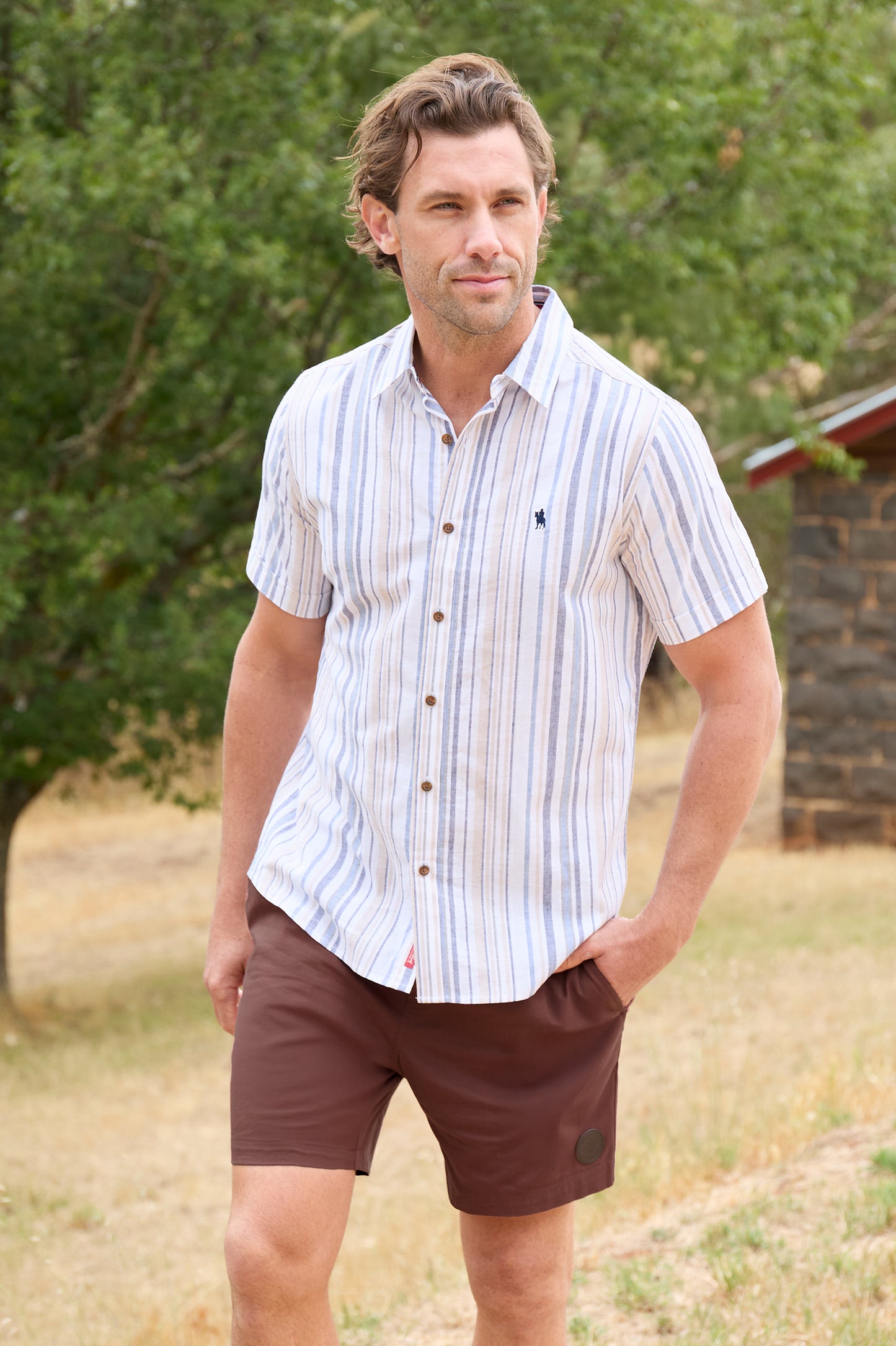 T6S1121025 Thomas Cook Men's Max SS Shirt Navy/Tan