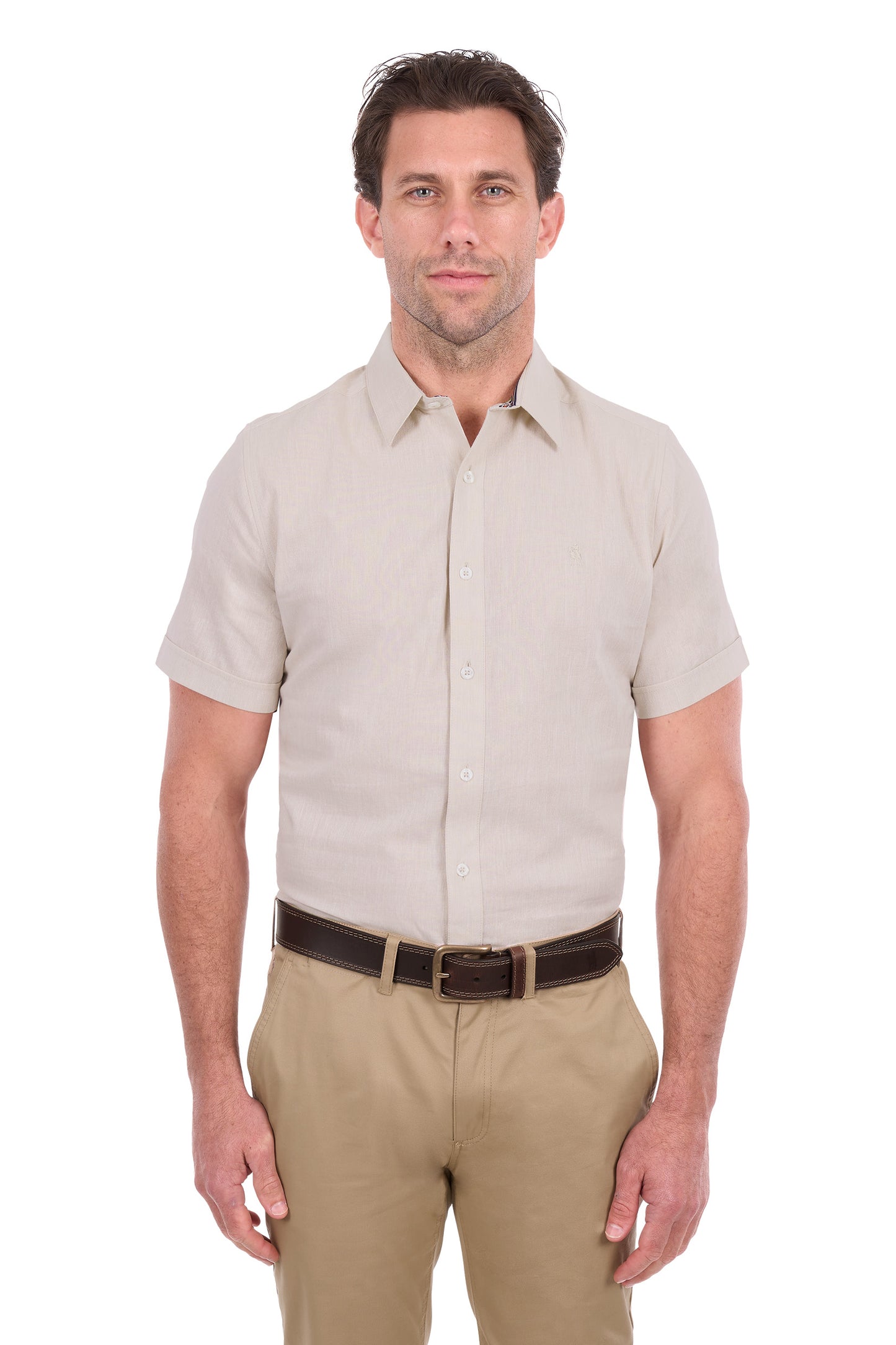 T6S1121045 Thomas Cook Men's Linen SS Shirt Natural Marle