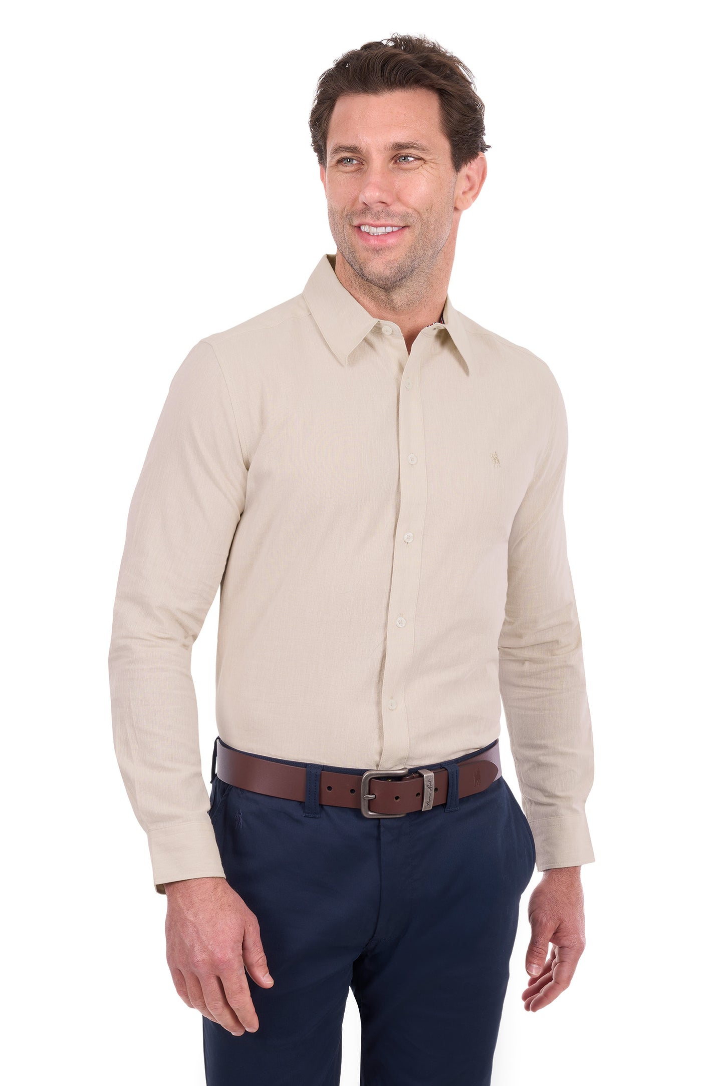 T6S1122045 Thomas Cook Men's Linen LS Shirt Natural Marle