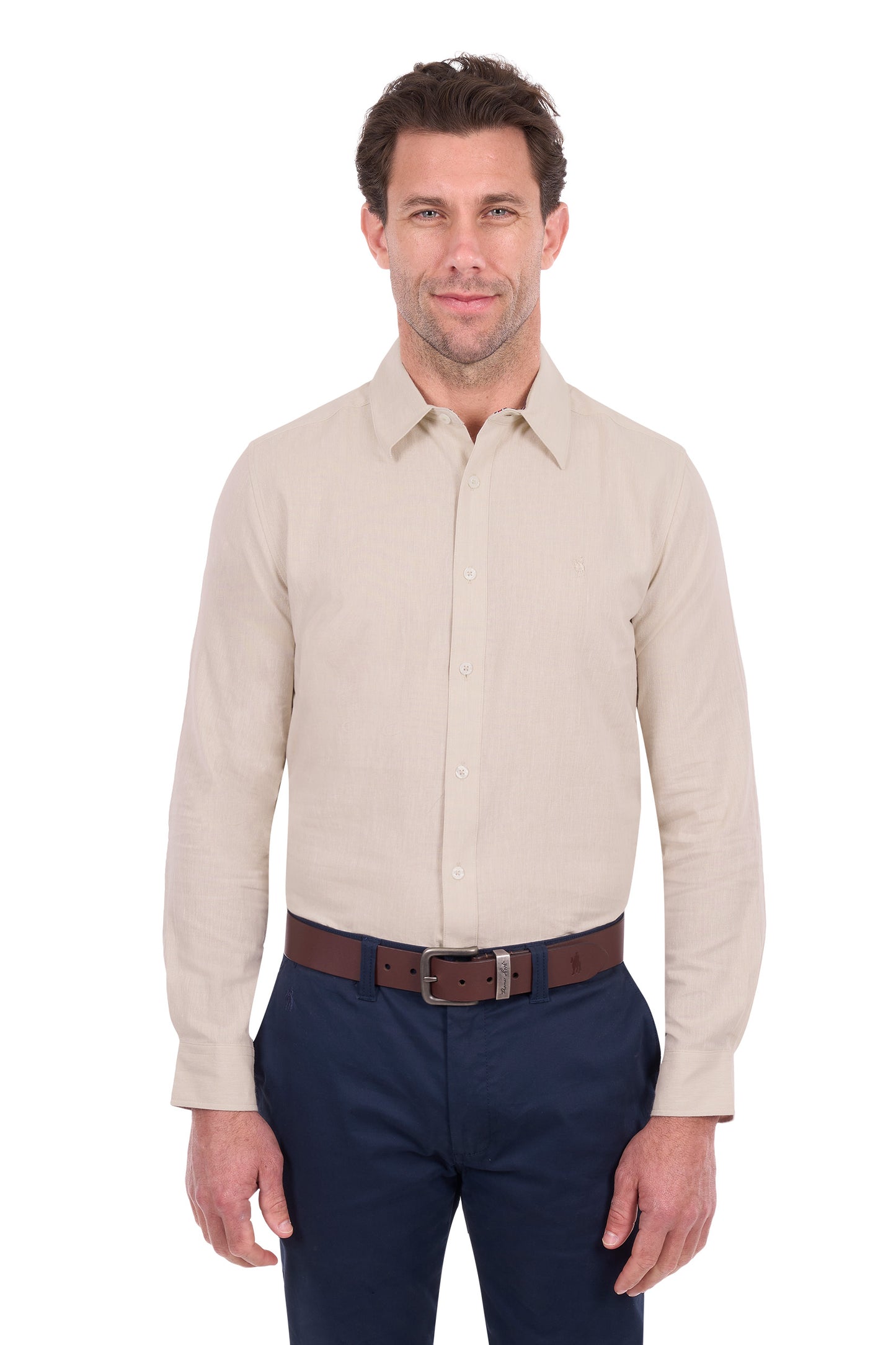 T6S1122045 Thomas Cook Men's Linen LS Shirt Natural Marle