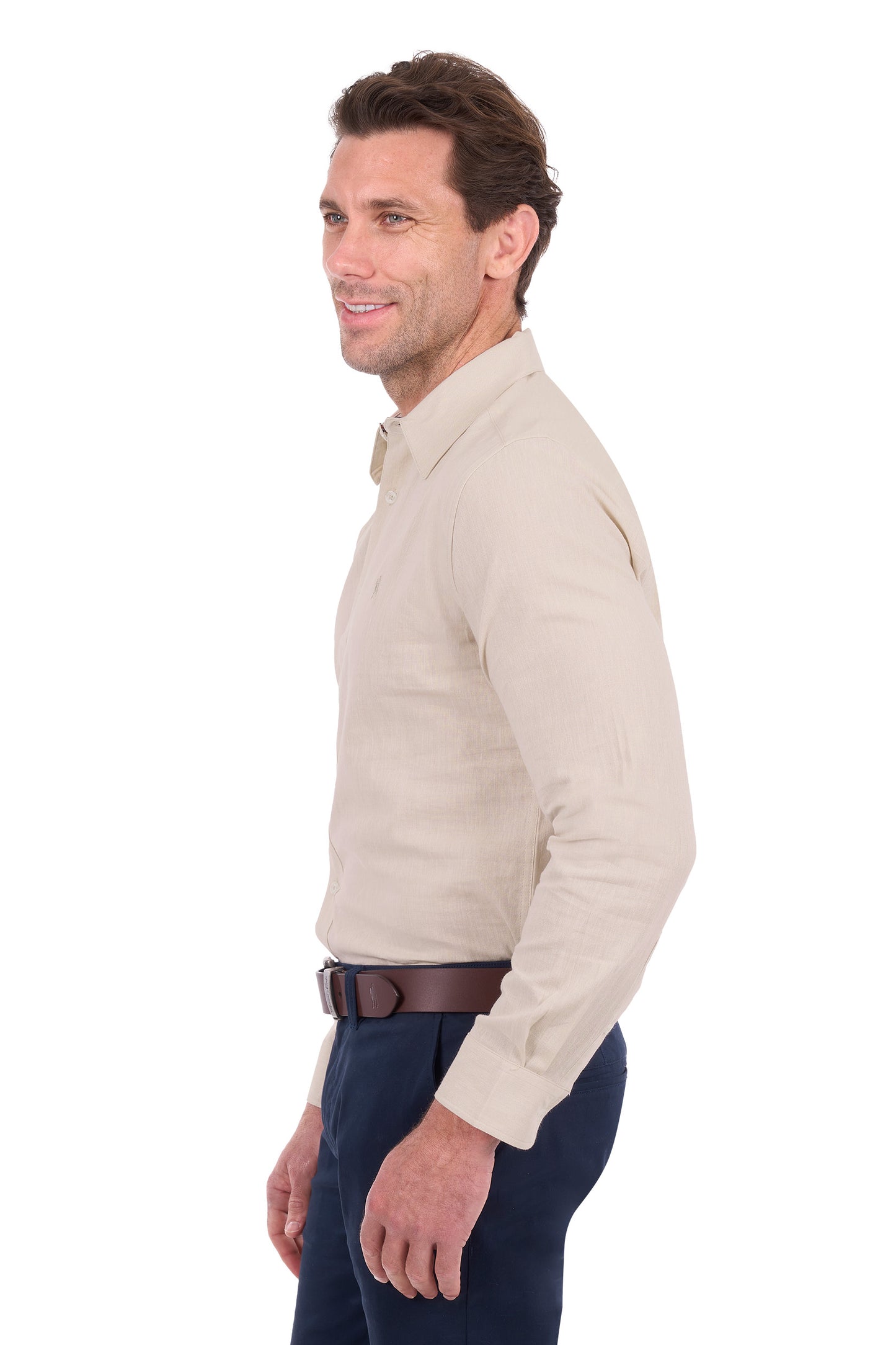 T6S1122045 Thomas Cook Men's Linen LS Shirt Natural Marle