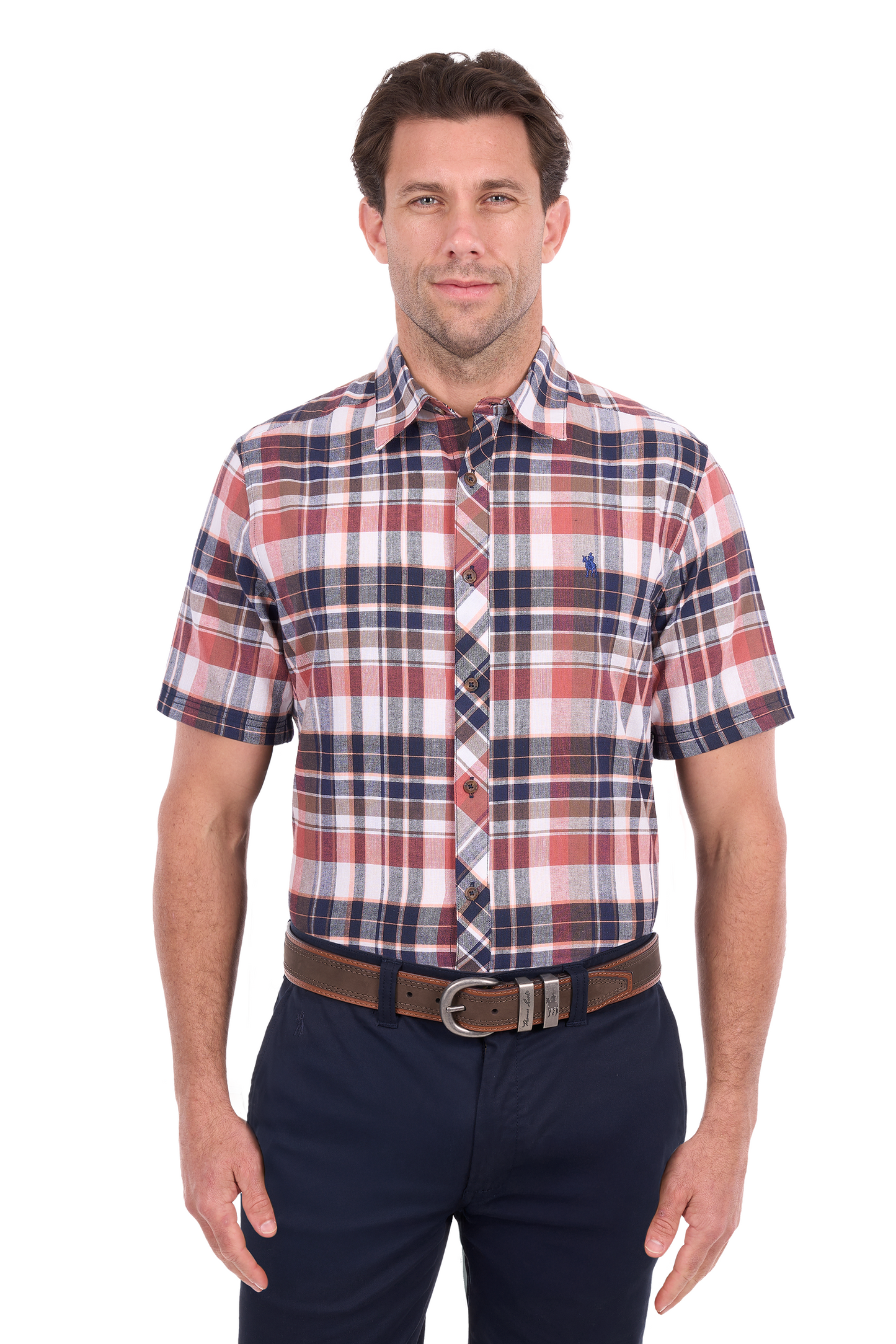 T6S1122128 Thomas Cook Men's Ethan SS Shirt Rust/Navy