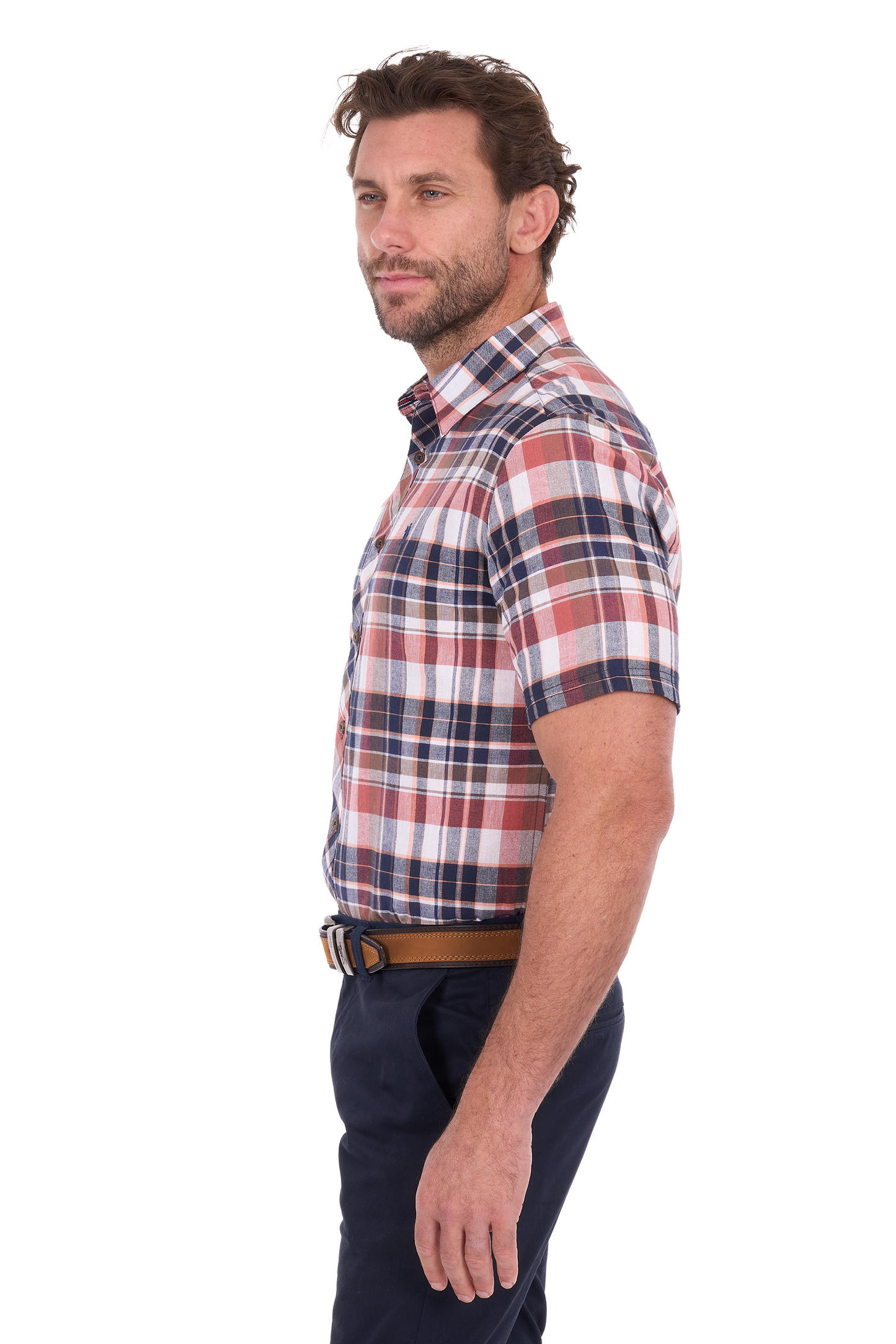 T6S1122128 Thomas Cook Men's Ethan SS Shirt Rust/Navy