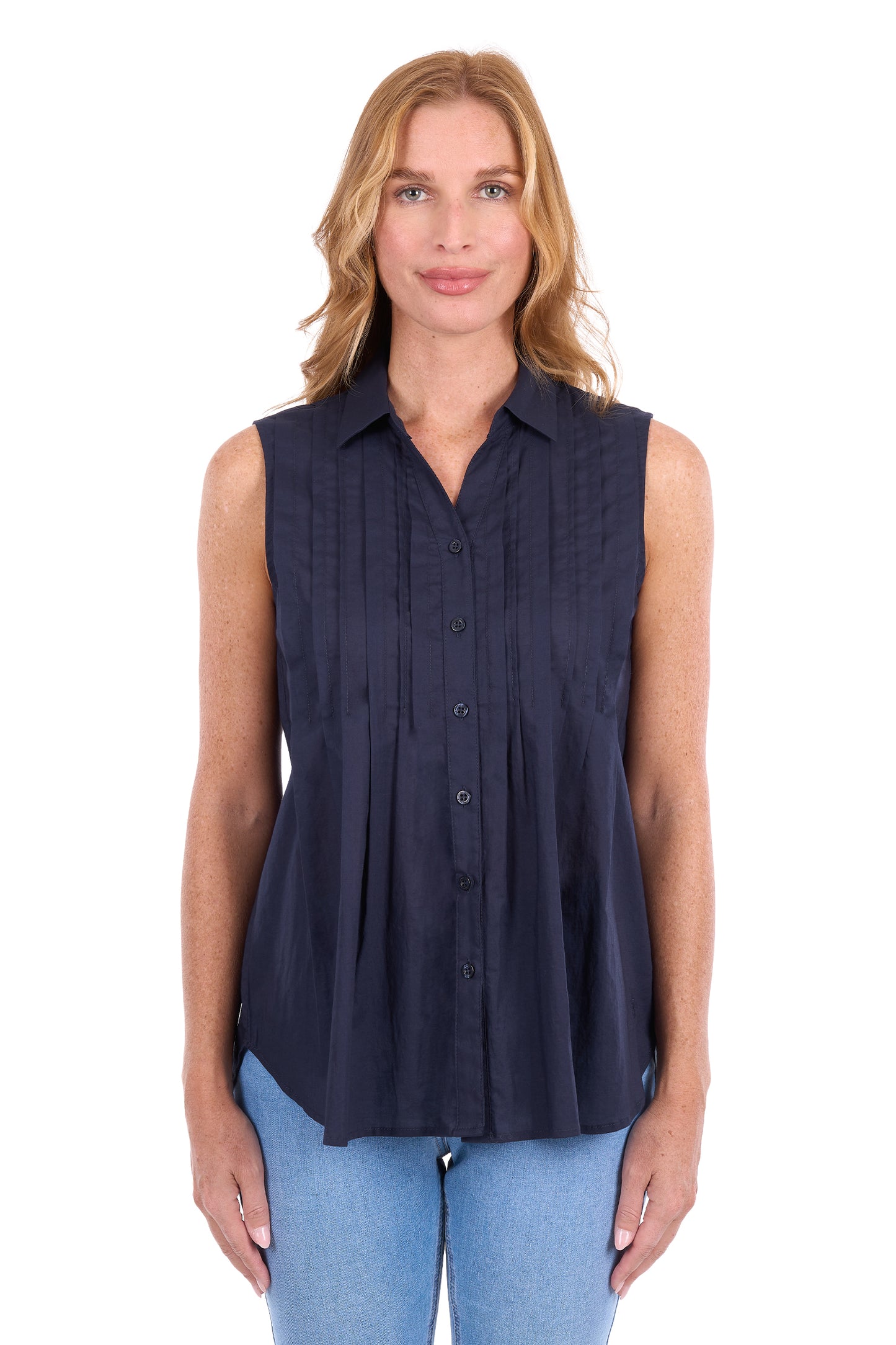 T6S2116090 Thomas Women's Pearl Sleeveless Shirt Navy