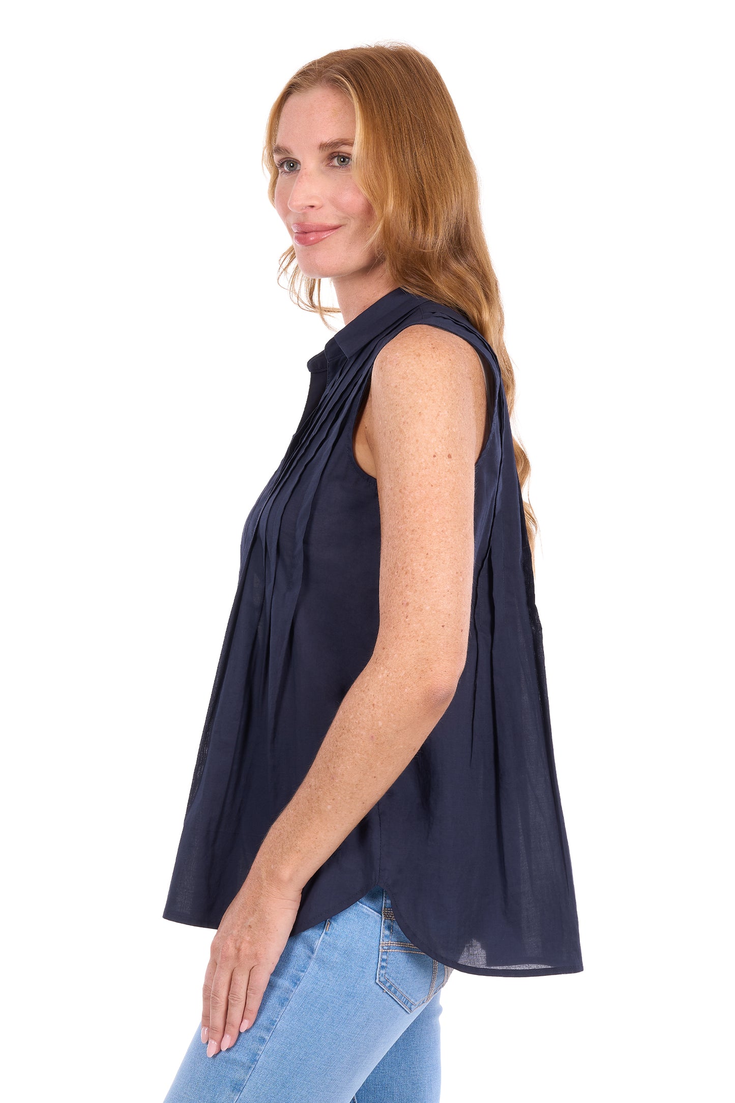 T6S2116090 Thomas Women's Pearl Sleeveless Shirt Navy