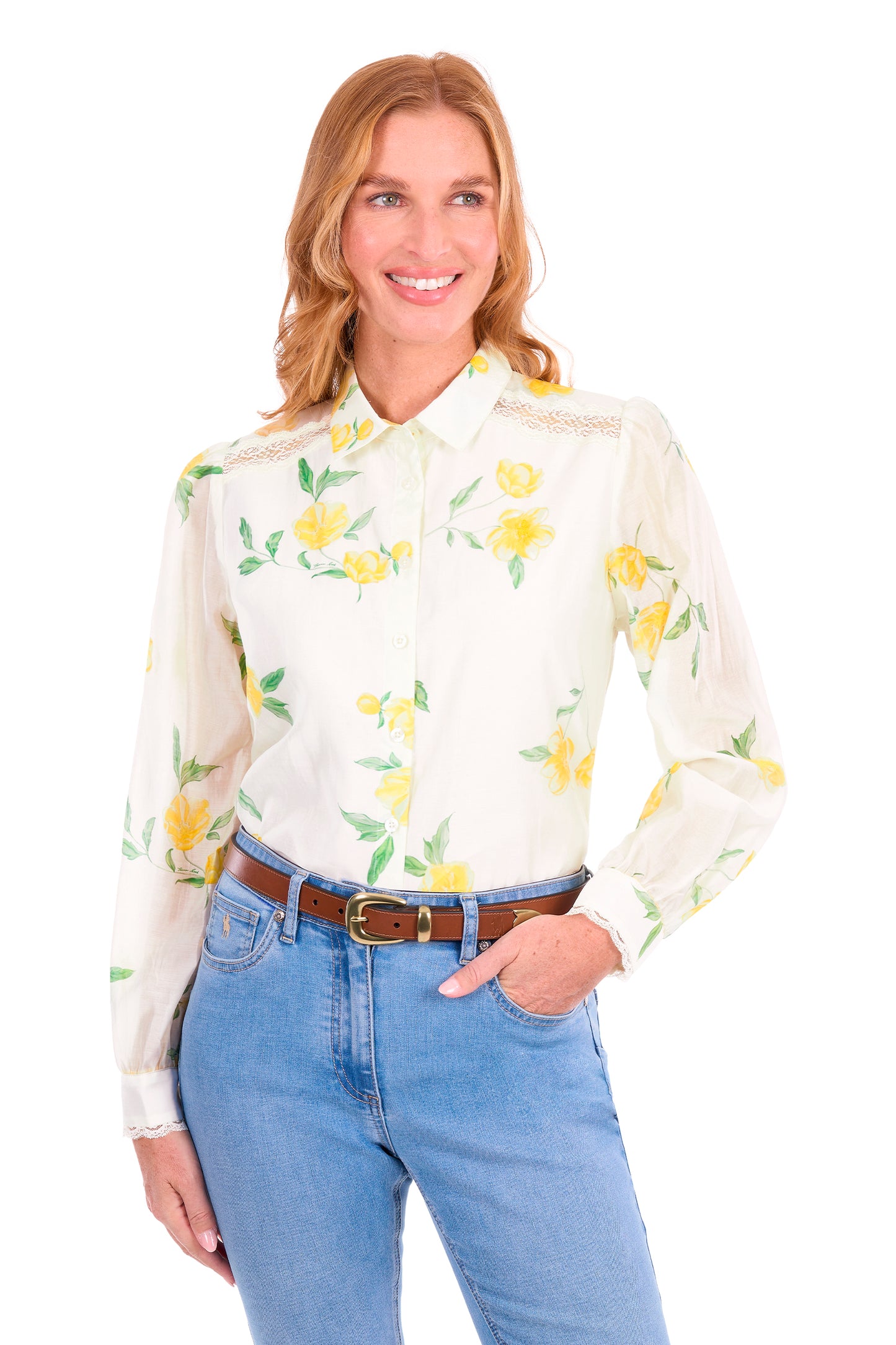 T6S2123072 Thomas Cook Women's Belle LS Shirt Pastel Yellow