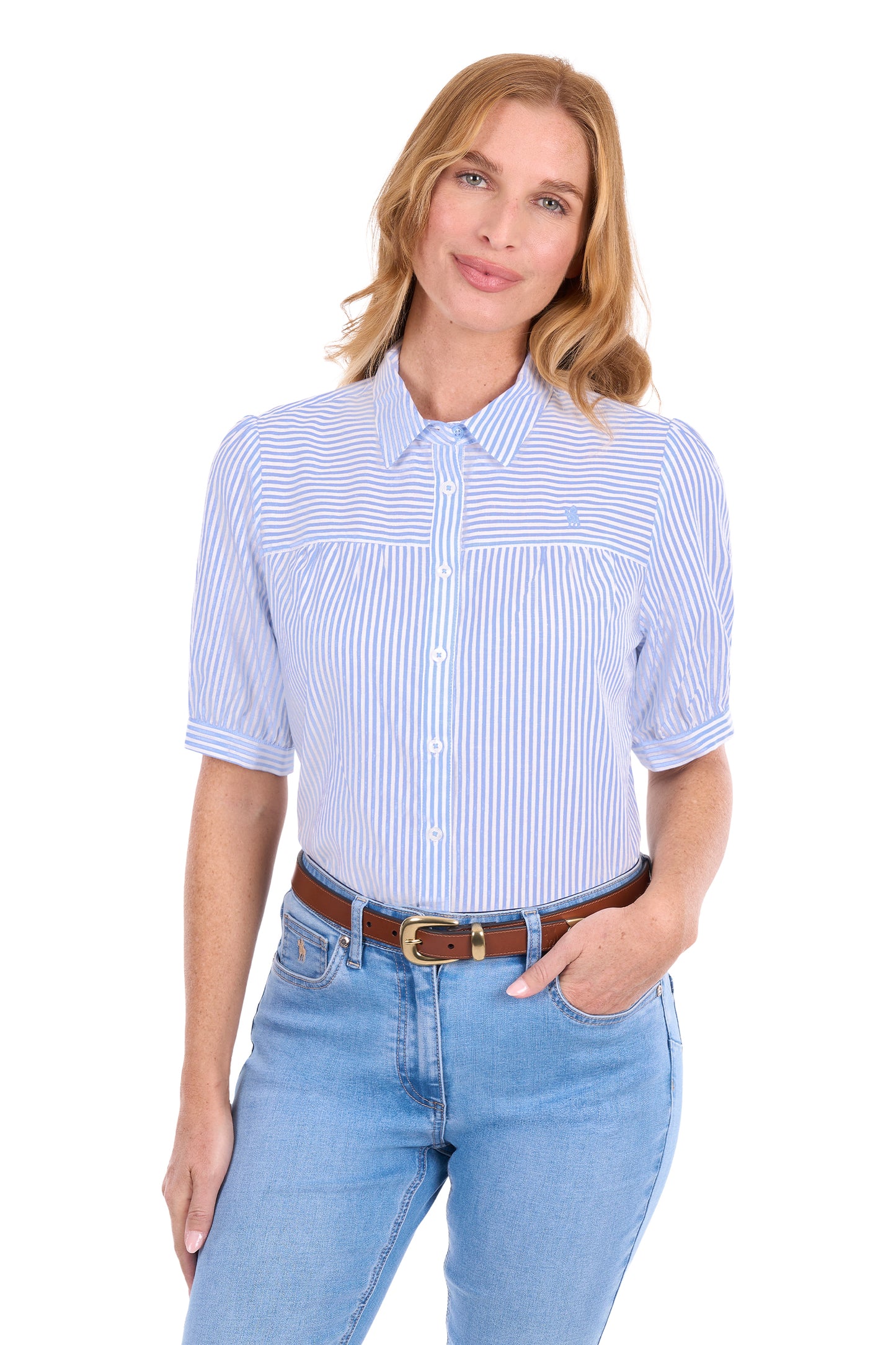 T6S2125085 Thomas Cook Women's Shelley SS Shirt Blue/White