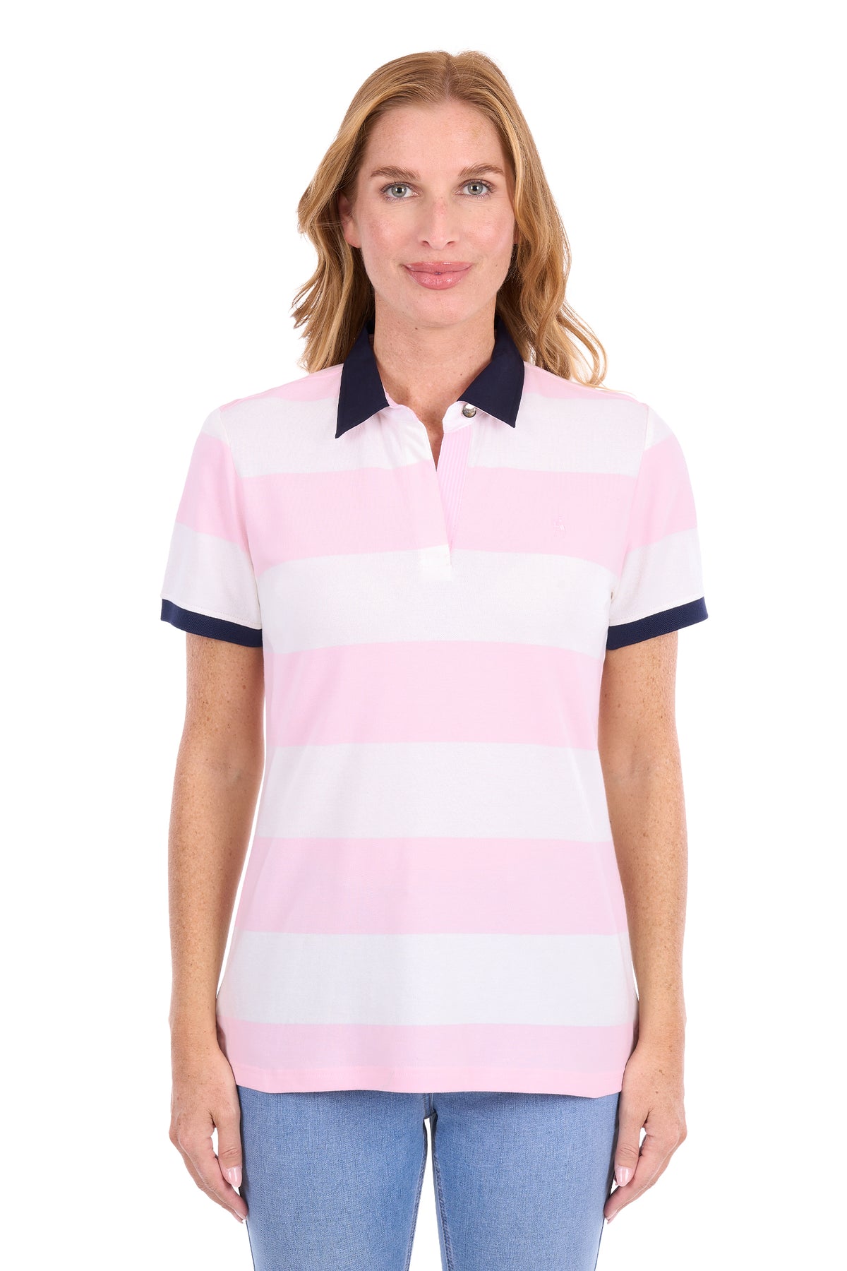 T6S2523054 Thomas Cook Women's Tessa Polo Pale Pink/White