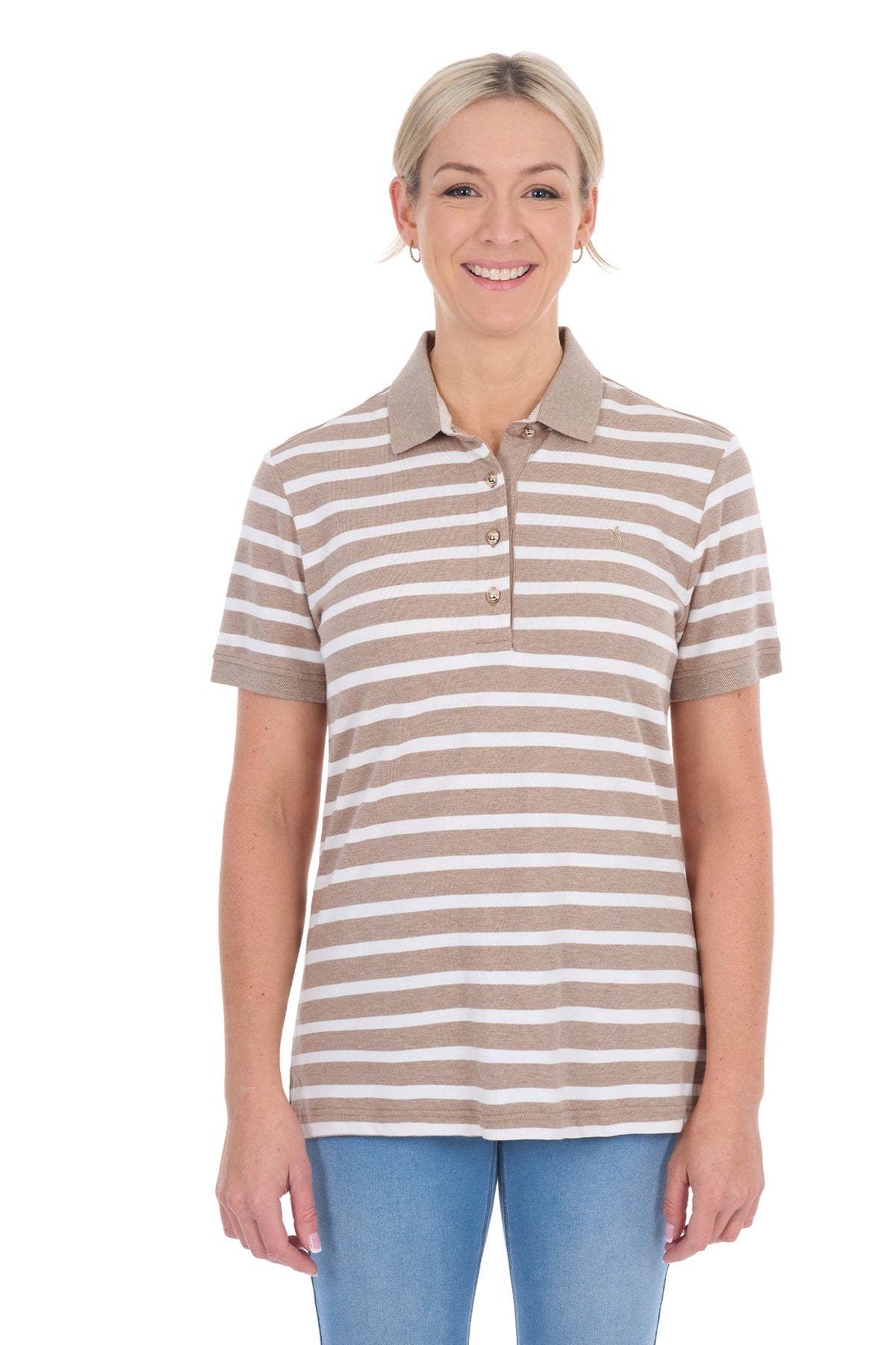 T6S2523061 Thomas Cook Women's Amber Polo Tan Marle/White