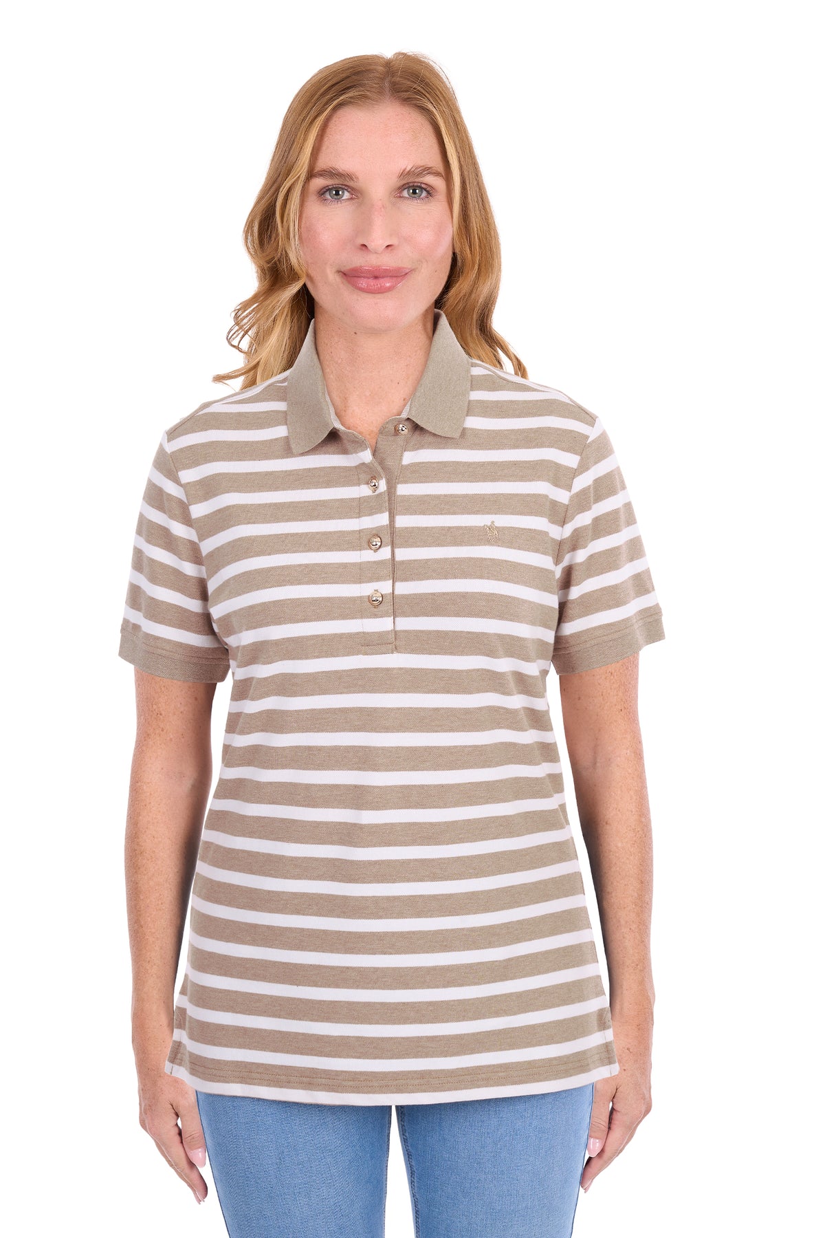 T6S2523061 Thomas Cook Women's Amber Polo Tan Marle/White