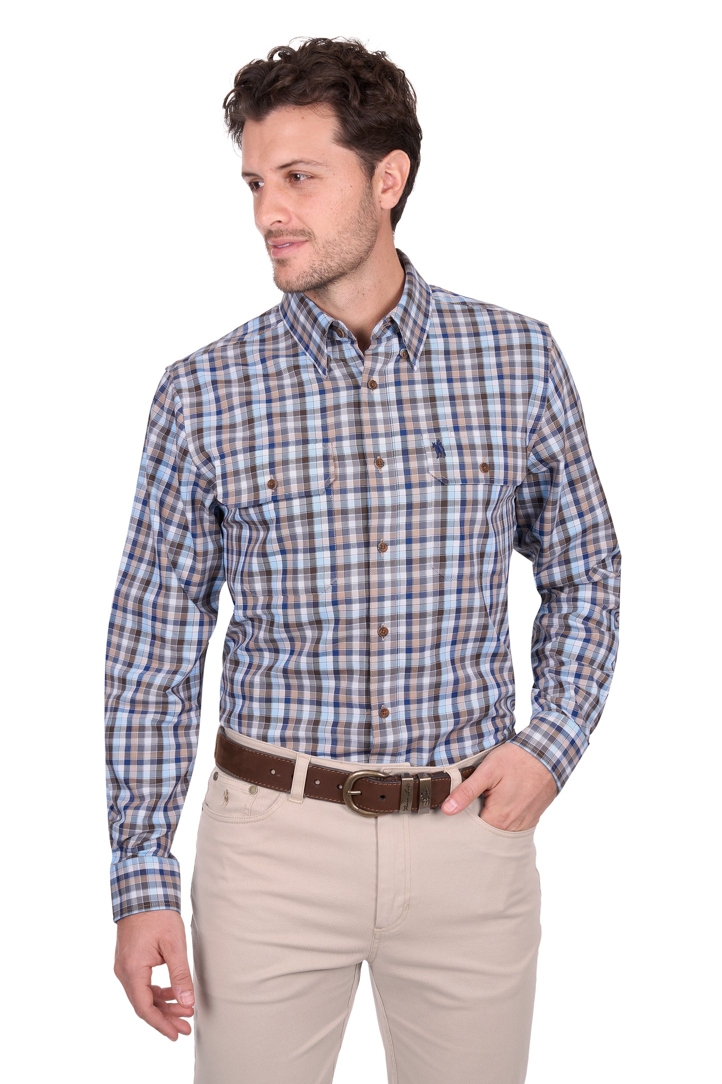 T6W1115039 Thomas Cook Men's Jonathan 2PKT LS Shirt Blue/Mulit