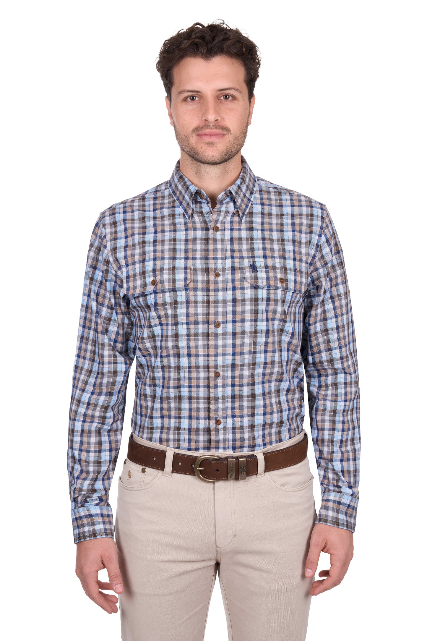 T6W1115039 Thomas Cook Men's Jonathan 2PKT LS Shirt Blue/Mulit