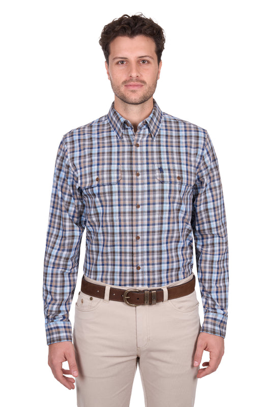 T6W1115039 Thomas Cook Men's Jonathan 2PKT LS Shirt Blue/Mulit