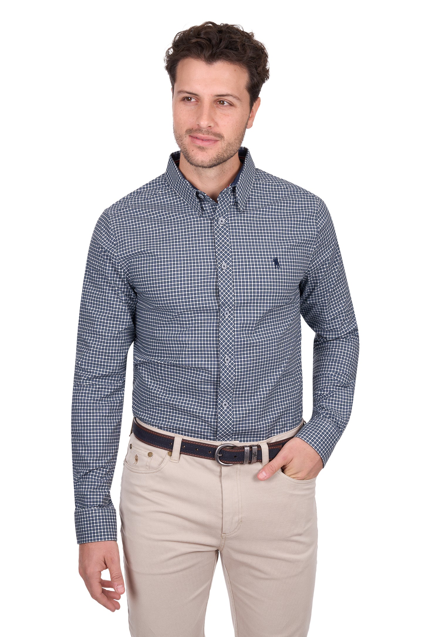 T6W1121047 Thomas Cook Men's Ryan Tailored LS Shirt Navy/Blue