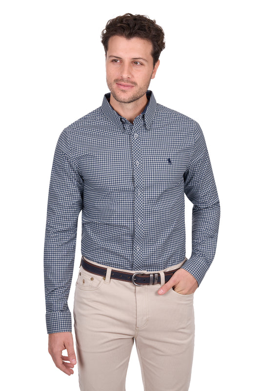 T6W1121047 Thomas Cook Men's Ryan Tailored LS Shirt Navy/Blue
