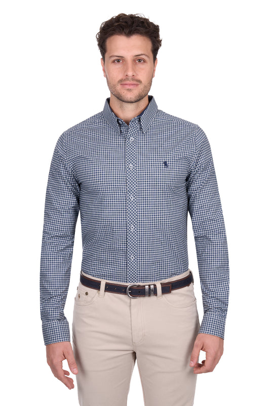 T6W1121047 Thomas Cook Men's Ryan Tailored LS Shirt Navy/Blue