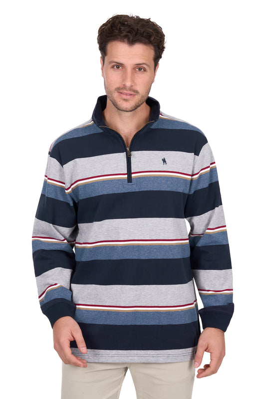 T6W1524020 Thomas Cook Men's Nathan 1/4 Zip Rugby Navy/Grey