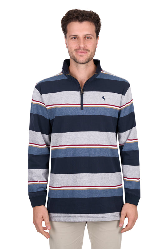 T6W1524020 Thomas Cook Men's Nathan 1/4 Zip Rugby Navy/Grey