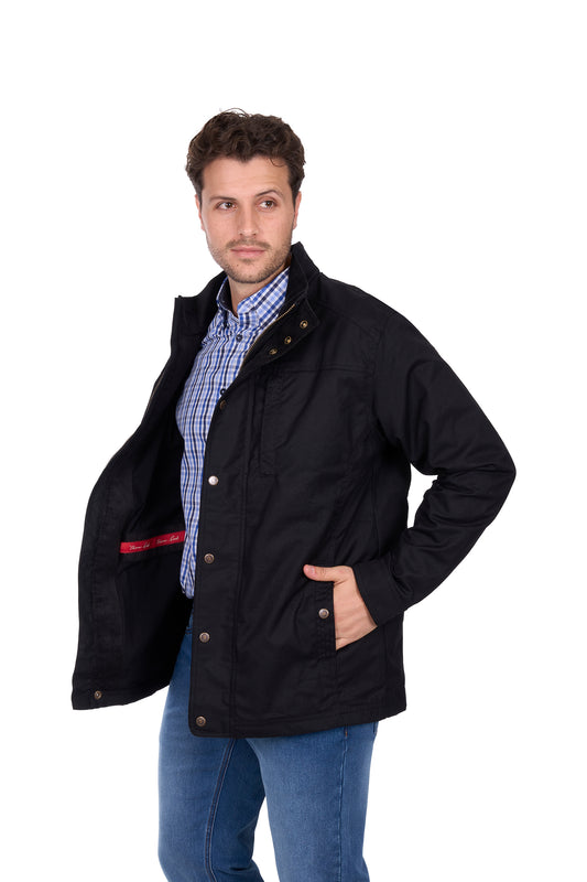 T6W1707175 Thomas Cook Men's Louis Oilskin Jacket Black