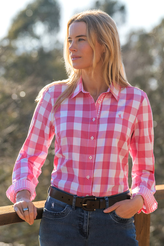 T6W2110145 Thomas Cook Women's Tamara LS Shirt Pink/White