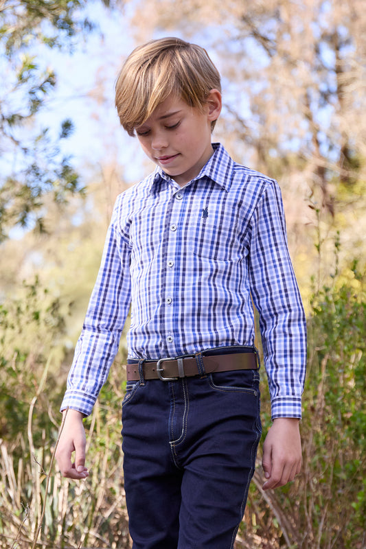 T6W3139044 Thomas Cook Boy's Andrew 1PKT LS Shirt Navy/Blue