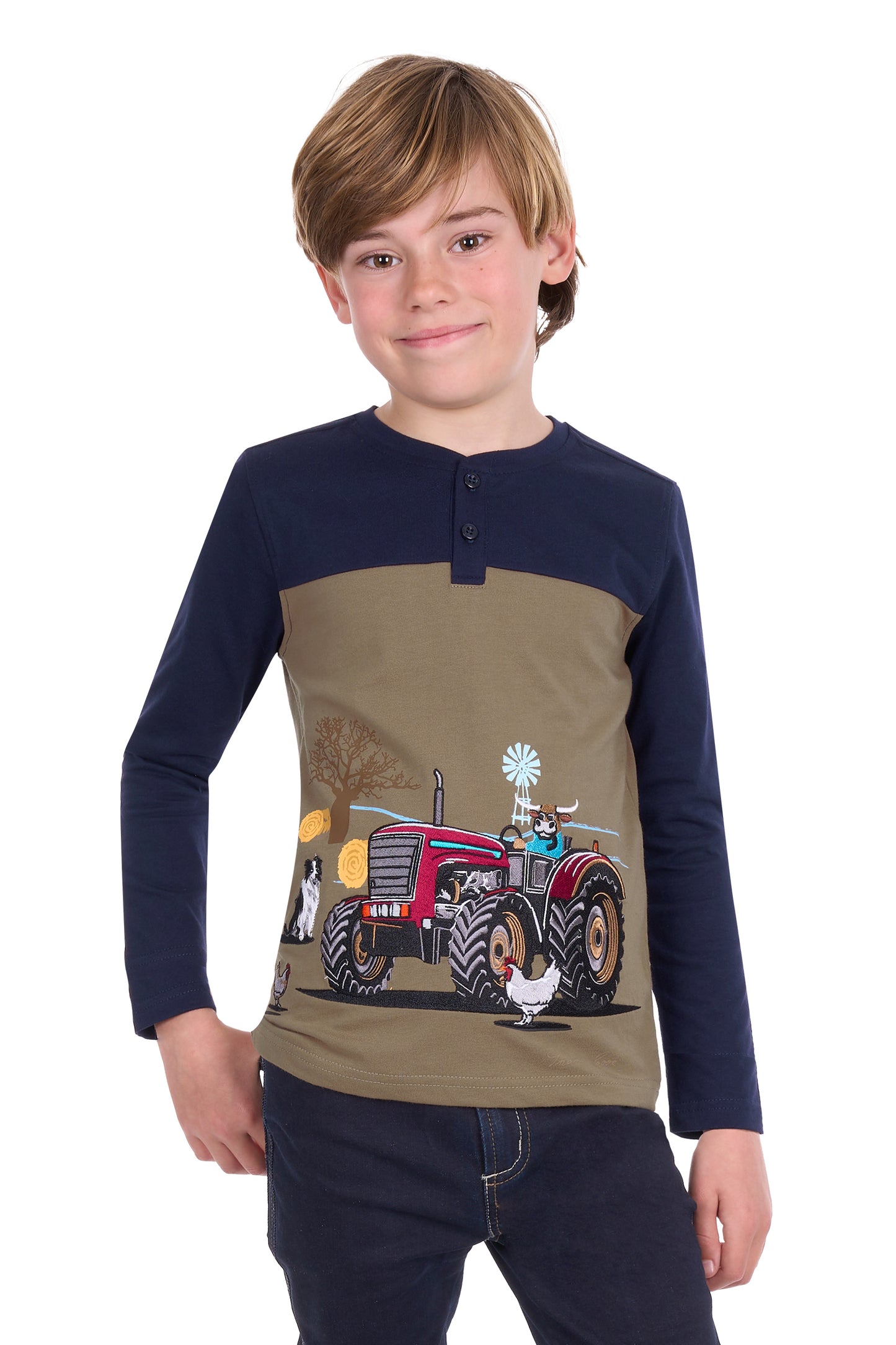 T6W3517201 Thomas Cook Boy's Karl Henley L/S Tee Navy/Tan