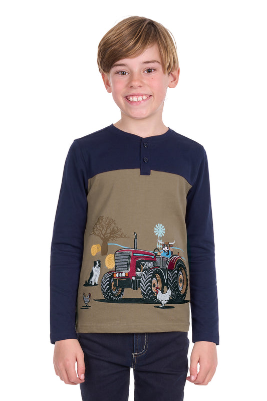 T6W3517201 Thomas Cook Boy's Karl Henley L/S Tee Navy/Tan