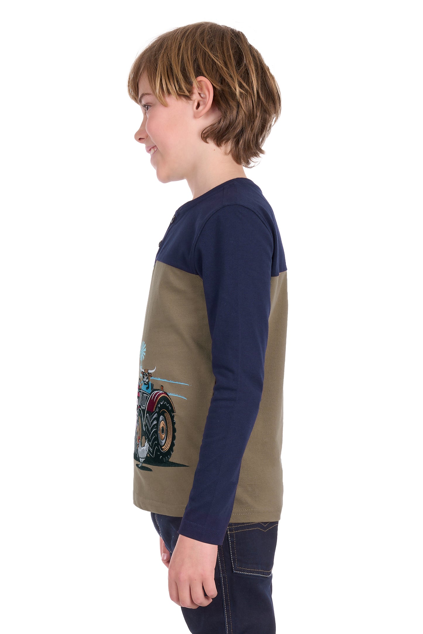 T6W3517201 Thomas Cook Boy's Karl Henley L/S Tee Navy/Tan